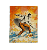 Close-up of Surfing 1 05 Twin Comforter, highlighting its soft fabric and vibrant, wave-themed pattern for cozy, inspired sleep.